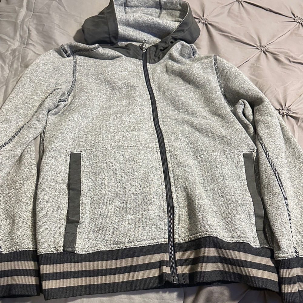 Gray and Black Zip-Up Hoodie